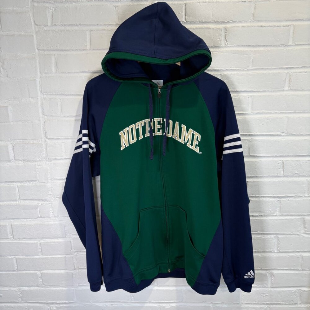 Adidas Notre Dame Fighting Irish Full Zip Hoodie Jacket Sweatshirt Men's Large